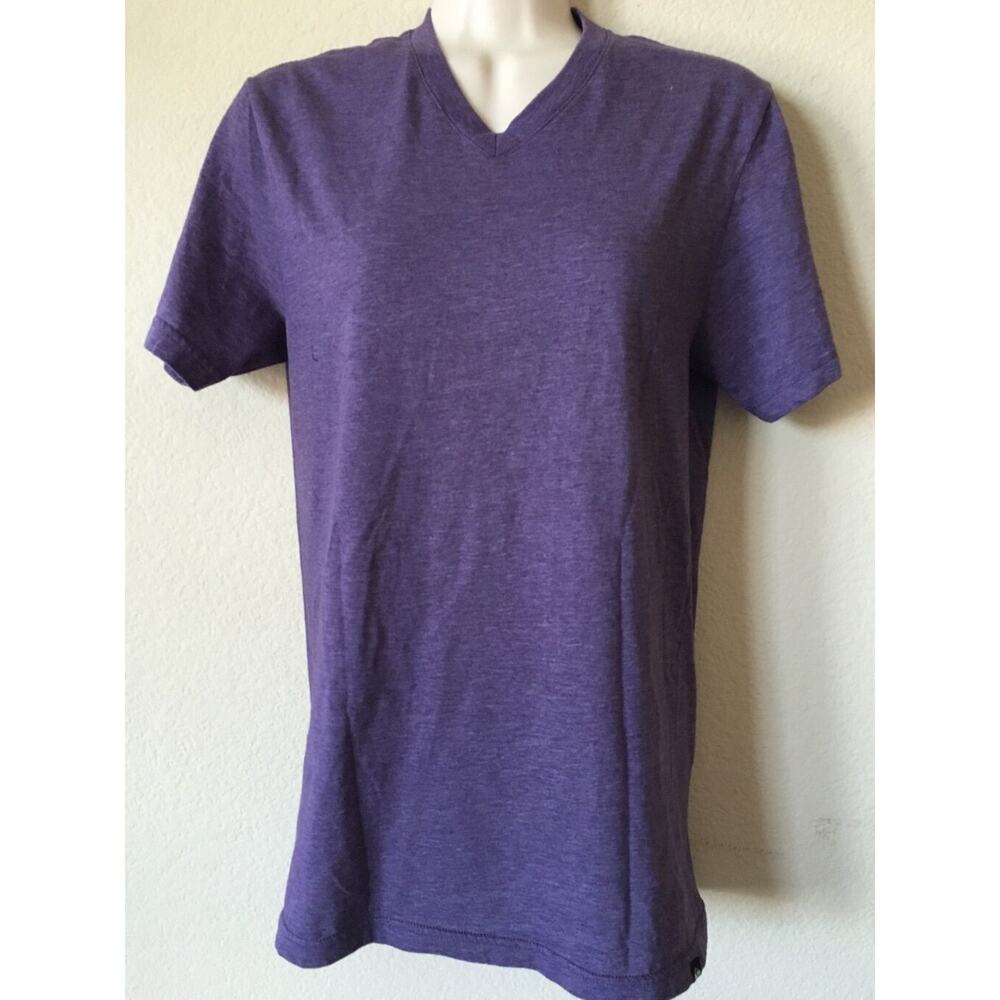 Quiksilver Heather Purple Slim Fit V Neck Short Sleeve T Shirt Top Size S